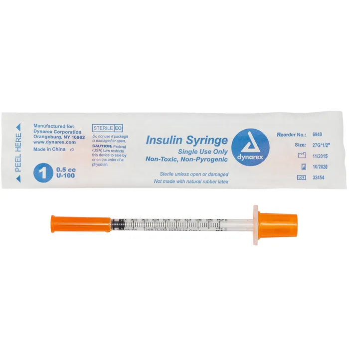 Insulin Syringe/Needle 1ml 27gx1/2 100/b