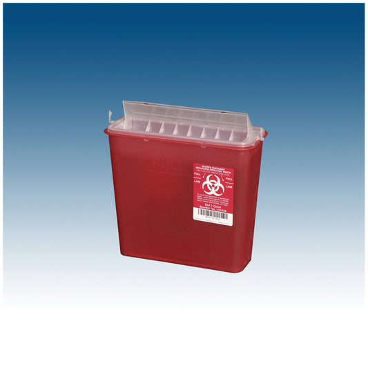 Plasti Wall Mounted/Stand up Sharps  Container - 5 QT - Box of 10