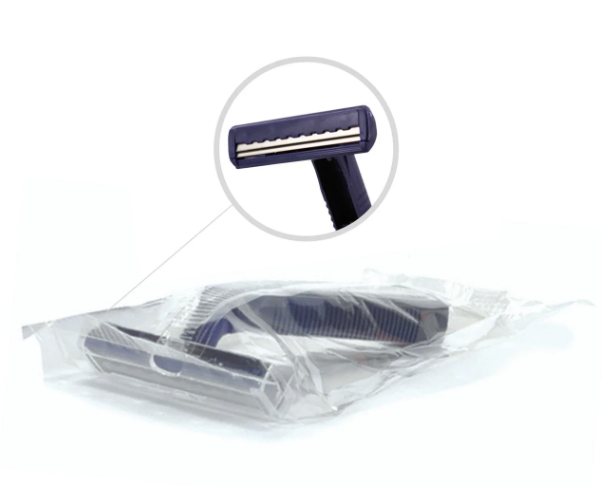 Freshscent Twin Blade Razor, Navy Handle, Disposable, Individually Bagged, Bulk, 144/cs — Case