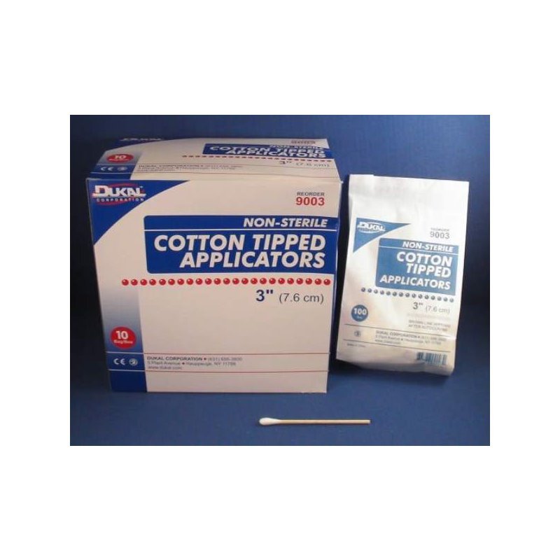 Cotton Tip Applicator 3", Non Sterile 100/bg 1000/bx